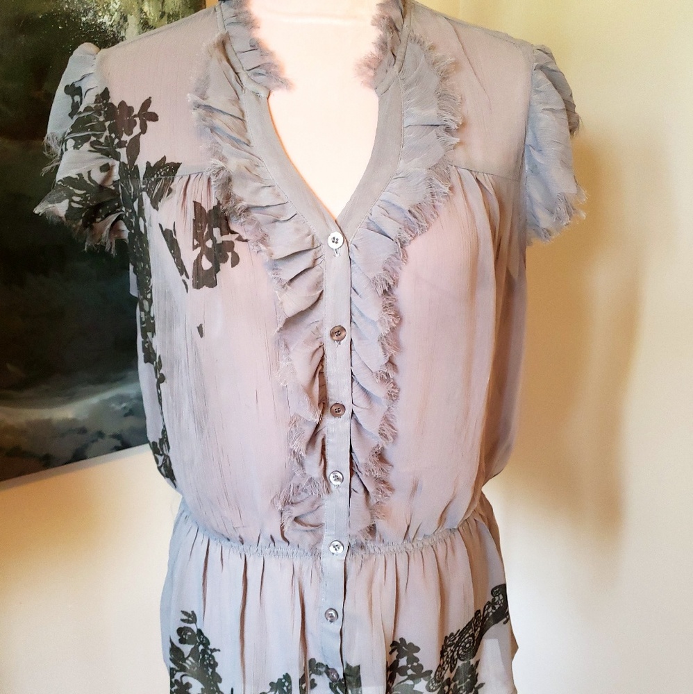 Jonathon Martin shear printed cap sleeve blouse